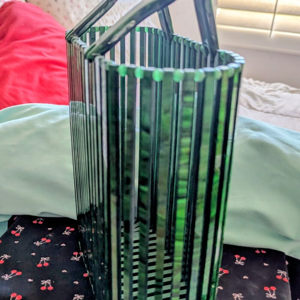 Retro Vintage Look Tiki Purse-Green Retrolite Bamboo Look Tote/Handbag - Picture 12 of 16